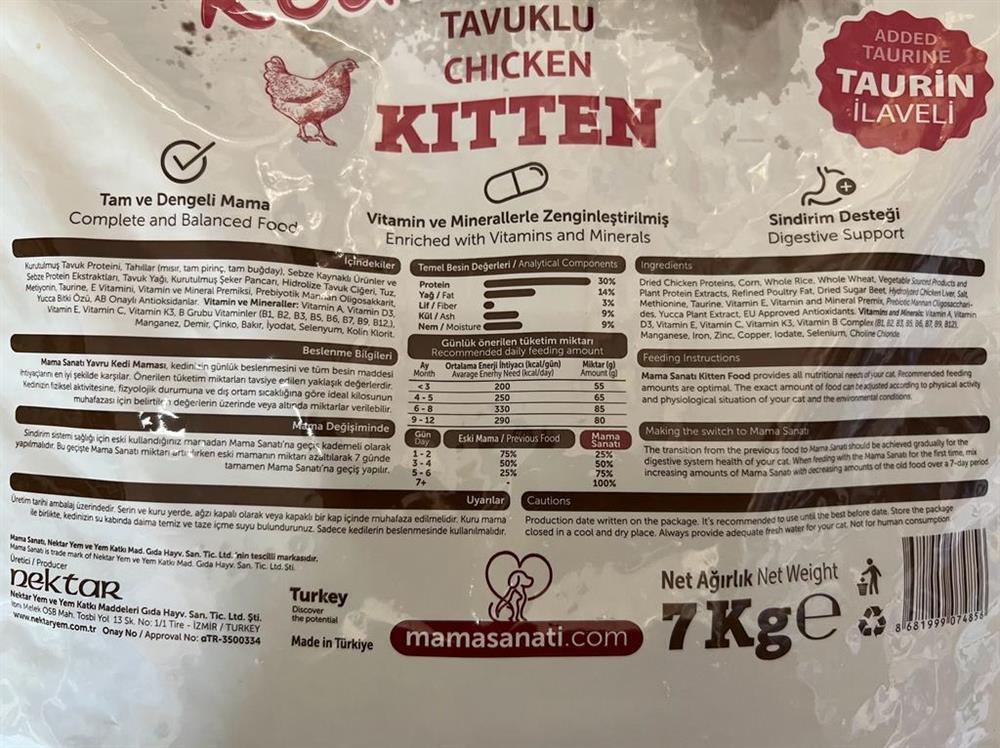 Mamasanatı Kitten With Chicken 7KG