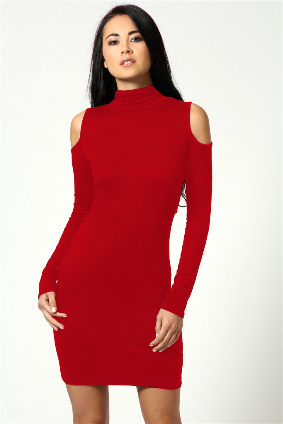 Terry Pau TP101177 Omuzu Açık Uzun Kollu Elbise