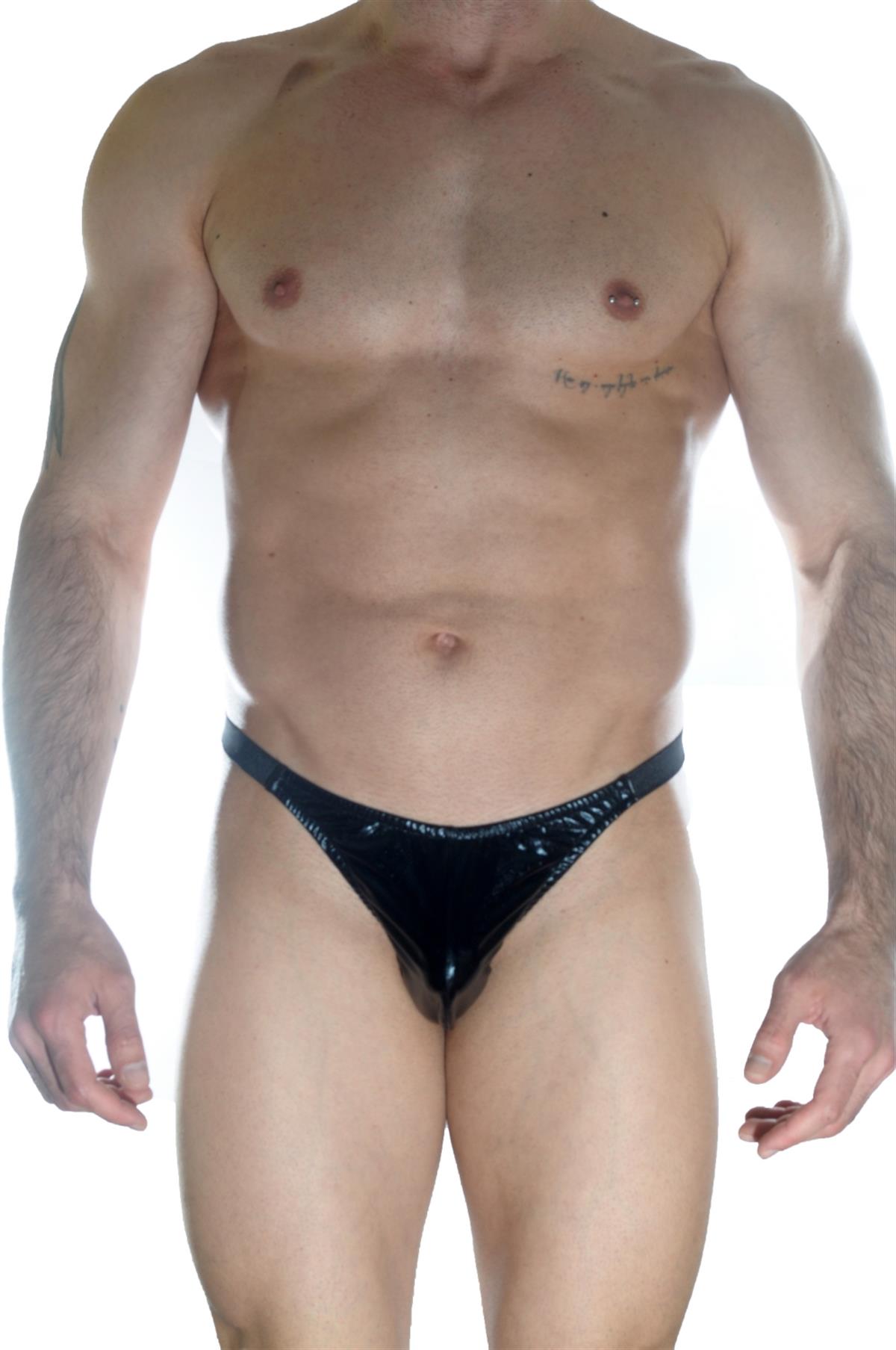 Erkek Arkası Büzgülü Siyah Lame Brazillian Slip