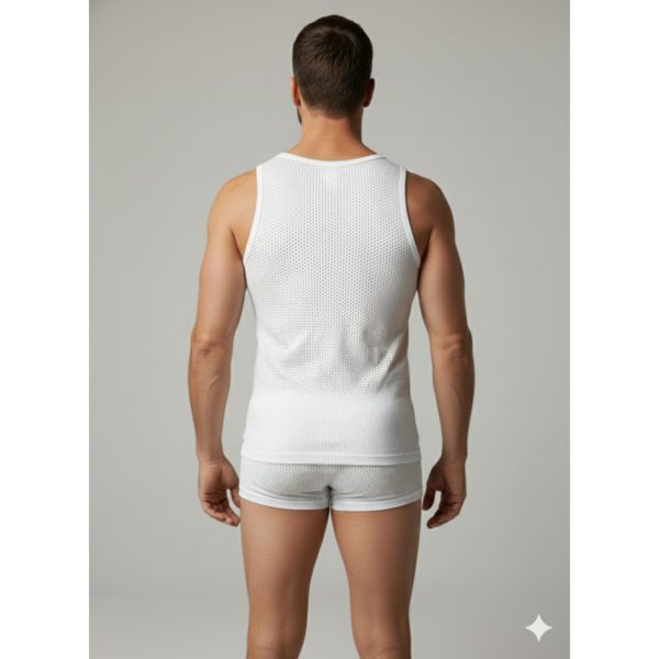 Erkek Beyaz File Tank Top Boxer Takımı