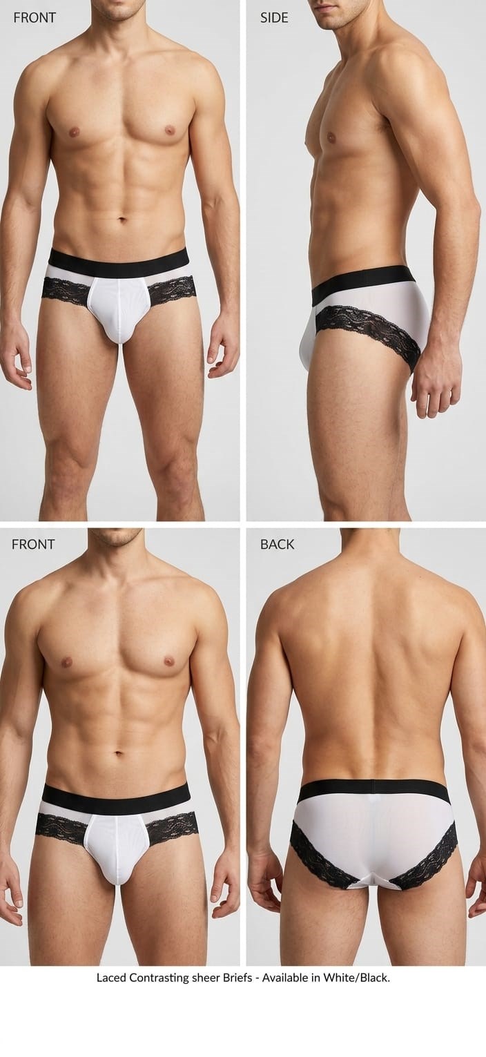 Erkek Beyaz Tül Dantelli Slip İç Giyim