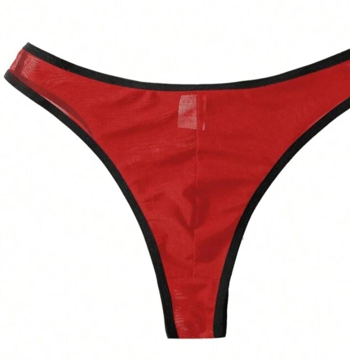 Erkek Biyeli Kırmızı Transparan Brazillian Slip