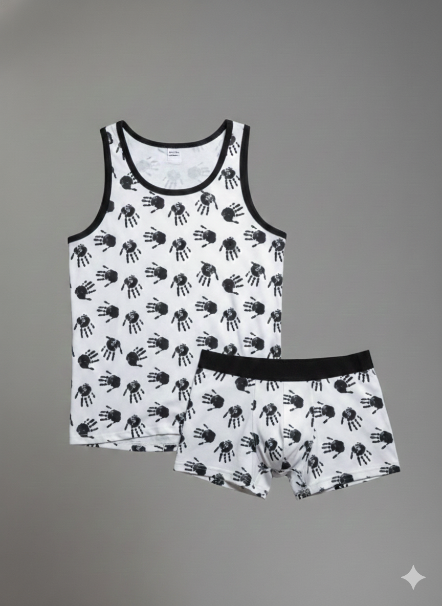 Erkek Desenli Tank Top Boxer Takım