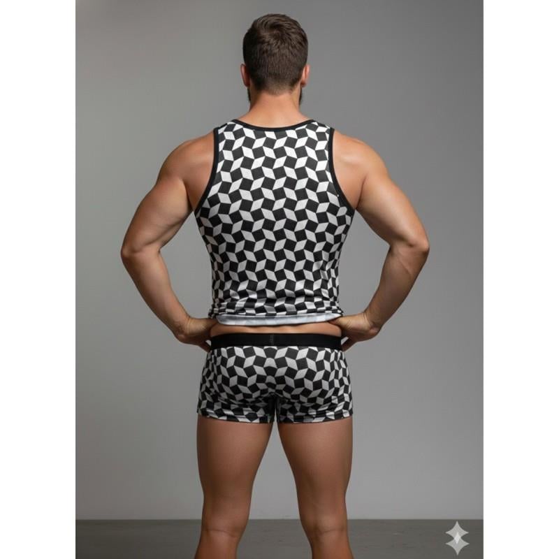 Erkek Desenli Tank Top Boxer Takım