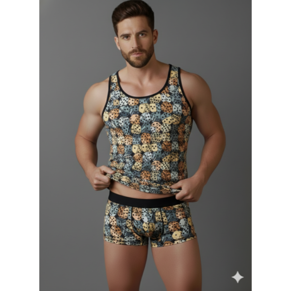 Erkek Desenli Tank Top Boxer Takımı