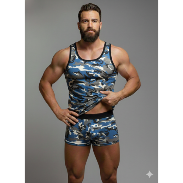 Erkek Kamuflaj Tank Top Boxer İç Çamaşır Takımı