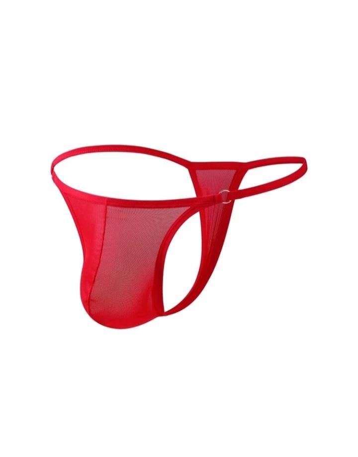 Erkek Kırmızı Transparan Tanga İç Giyim 