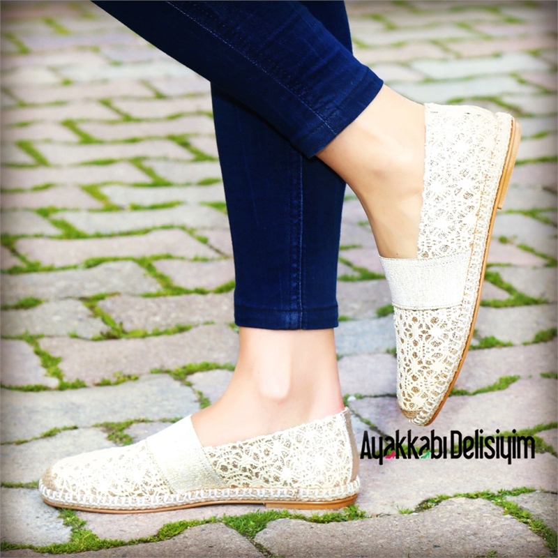 Espadril Sim Dantel Dore Keten Espadril Ayakkabı