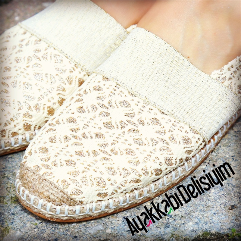 Espadril Sim Dantel Dore Keten Espadril Ayakkabı
