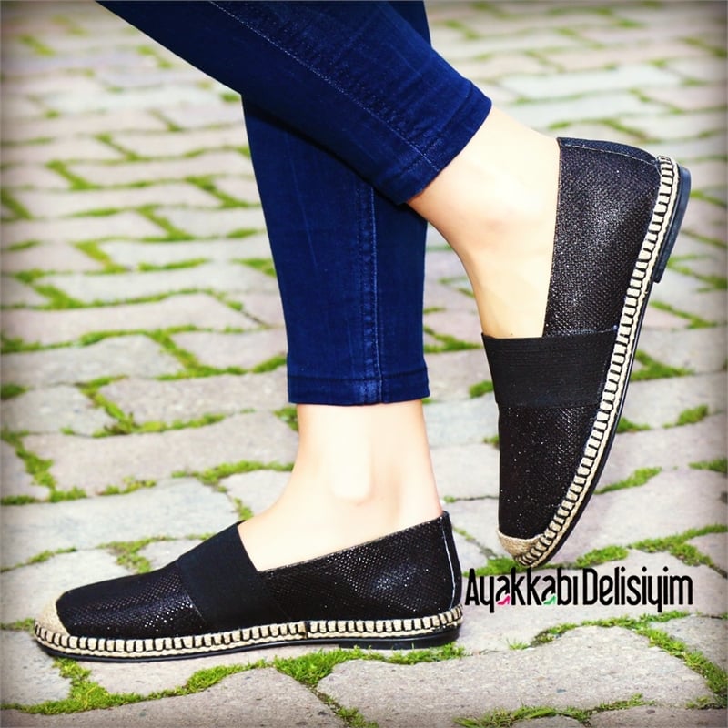 Espadril Sim Siyah Keten Espadril Ayakkabı