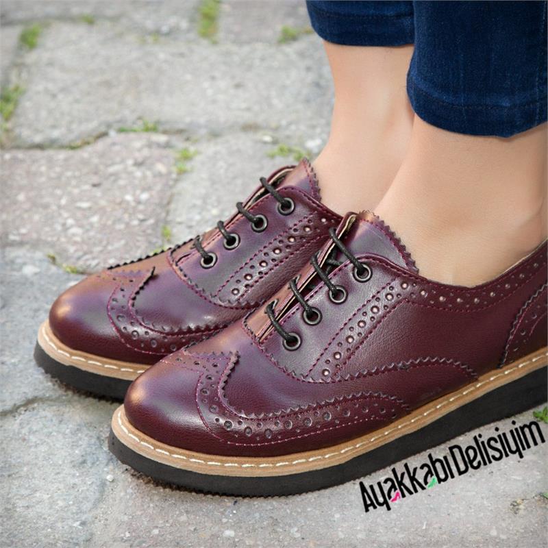 Onter Bordo Oxford Spor Ayakkabı