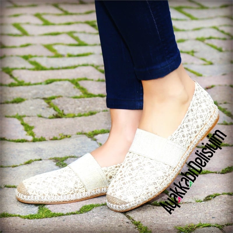 Espadril Sim Dantel Dore Keten Espadril Ayakkabı