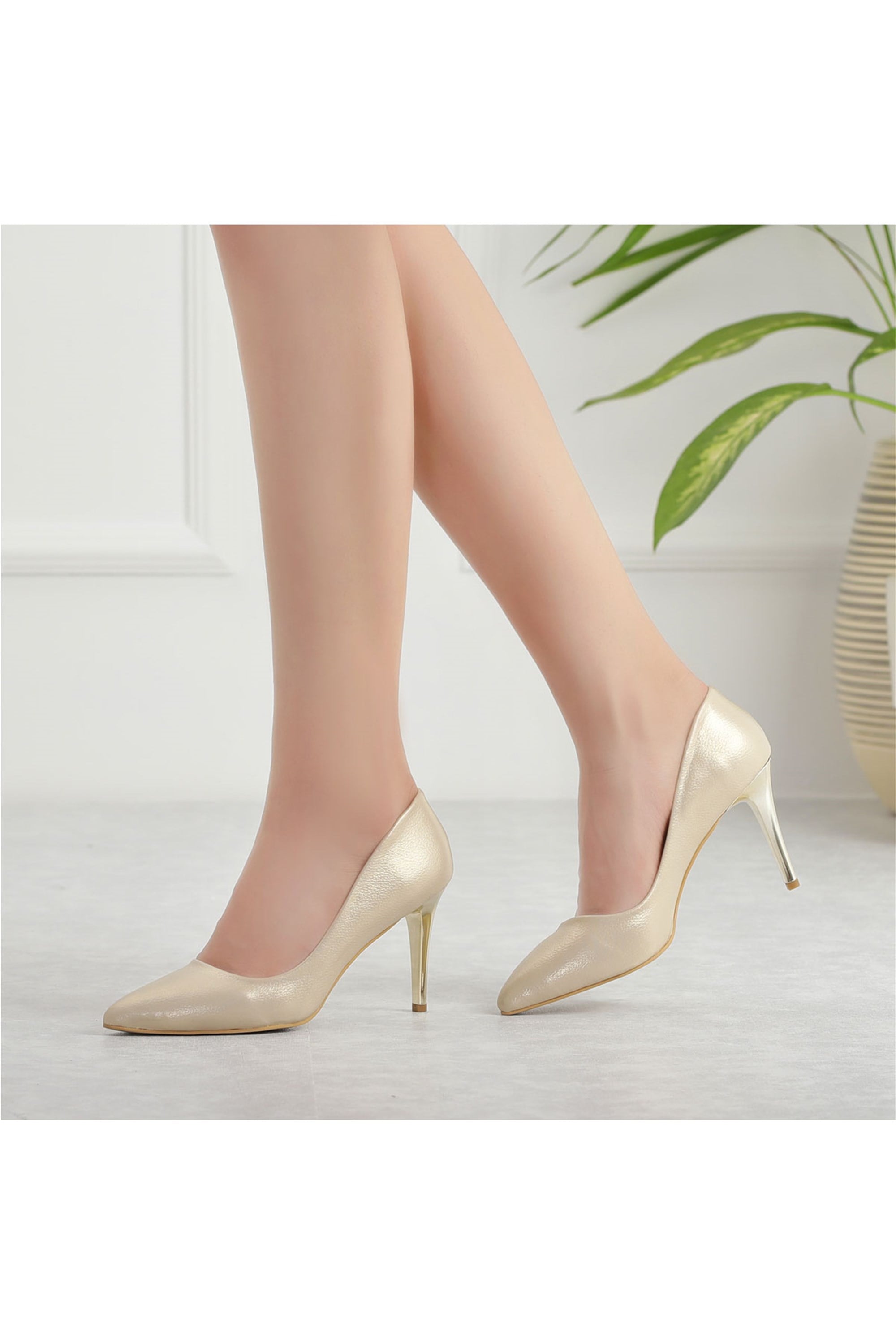 Hiypi Gold Rengi Stiletto Ayakkabı