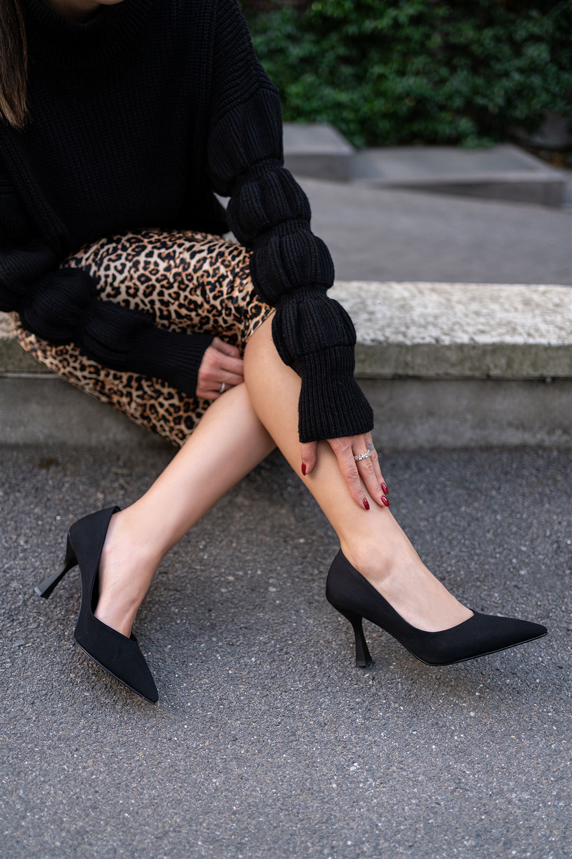 Lindos Siyah Kadın Stiletto Ayakkabı