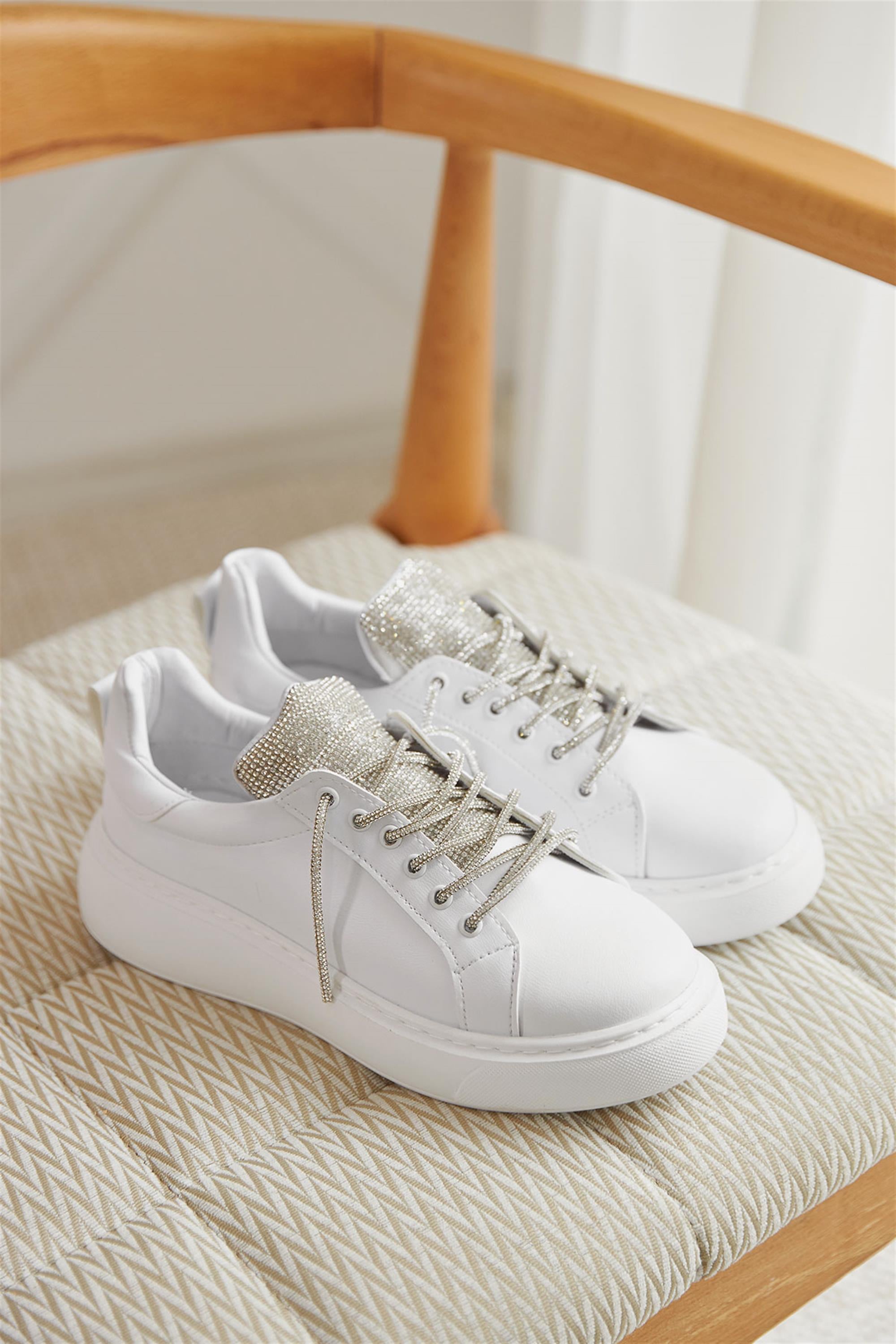 Loki Beyaz Taşlı Sneaker Kadın Spor Ayakkabı