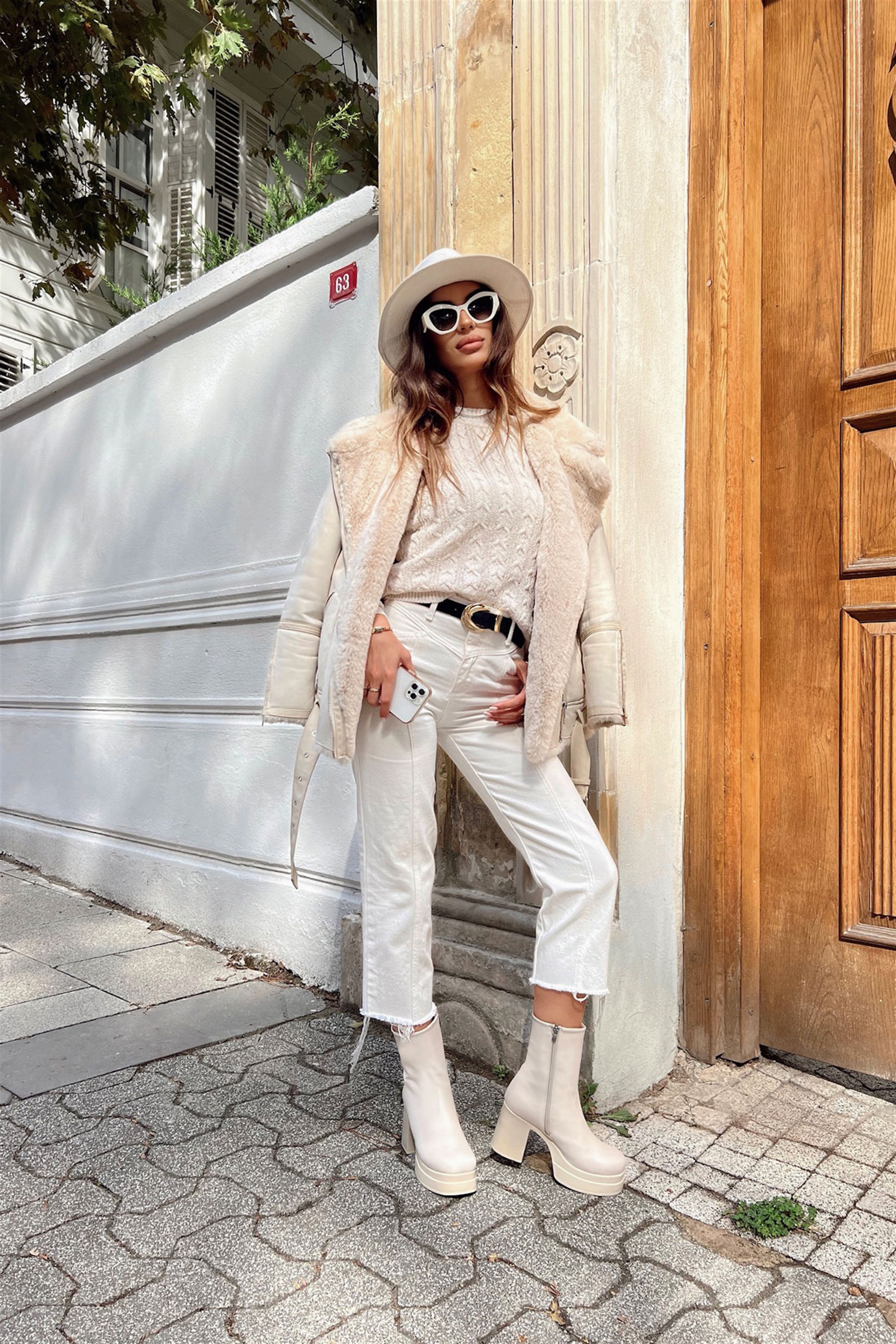 Marni Bej Rengi Deri Platform Topuklu Kadın Bot