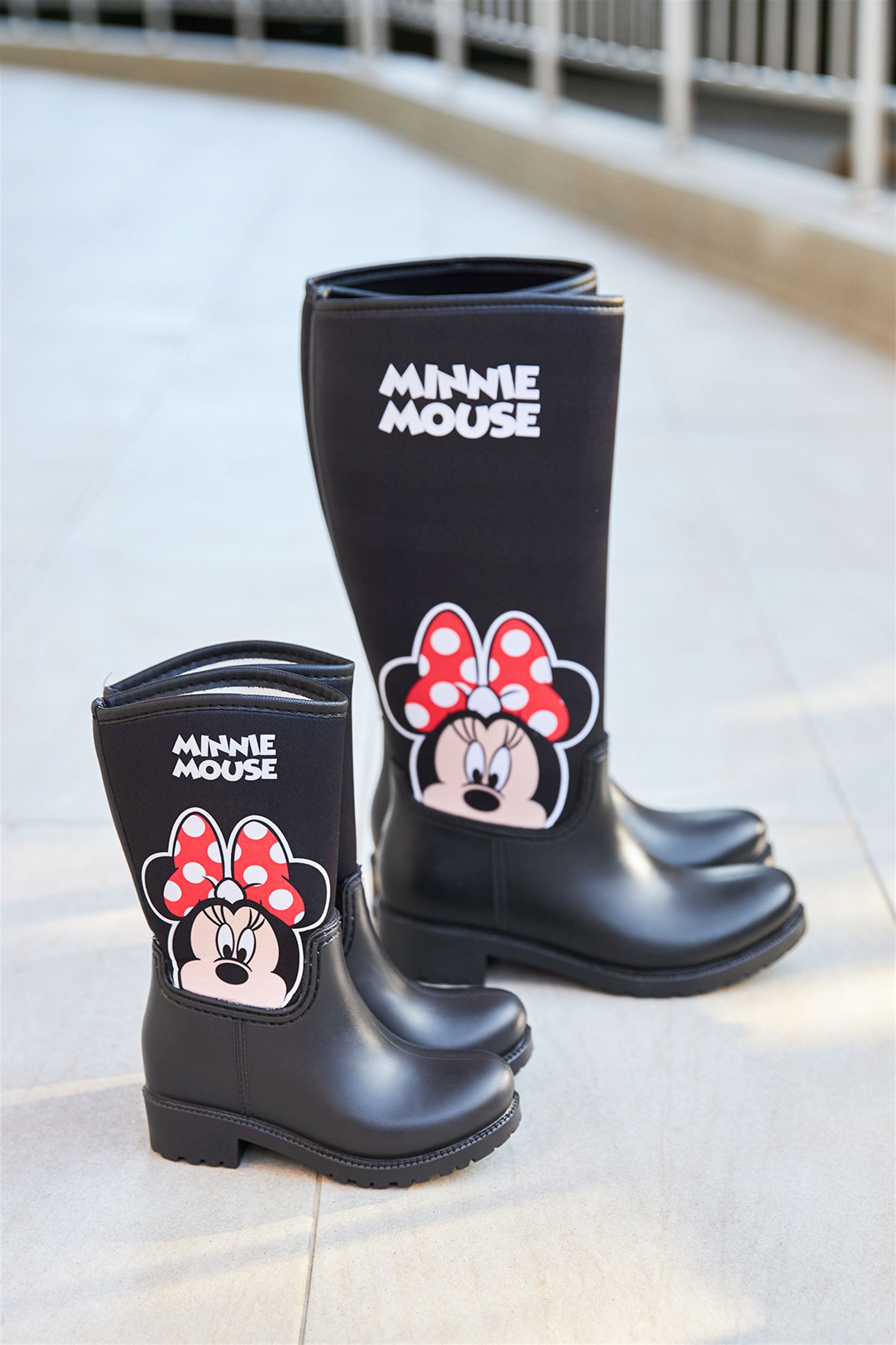 Mayuse Siyah Minnie Desenli Yağmur Çizmesi