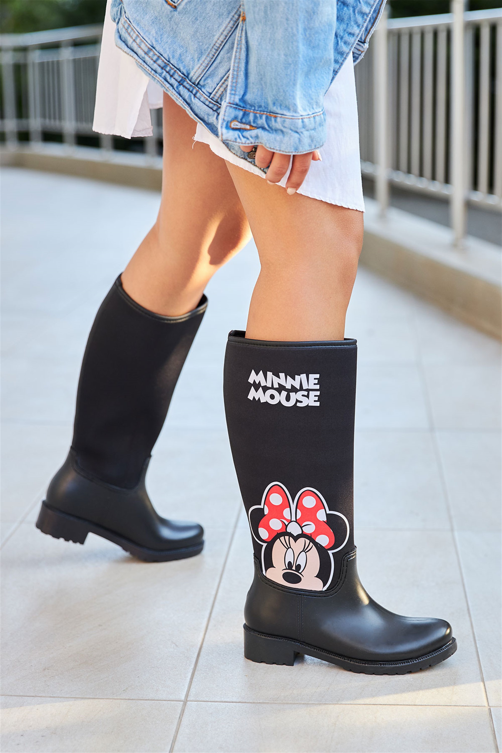 Mayuse Siyah Minnie Desenli Yağmur Çizmesi