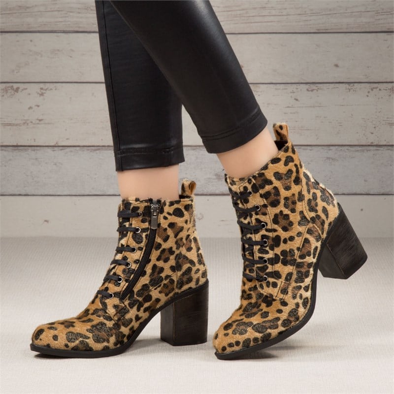 Mender Leopar Kısa Topuklu Bot
