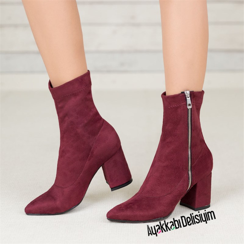 Morifan Süet Bordo Sivri Burun Bot