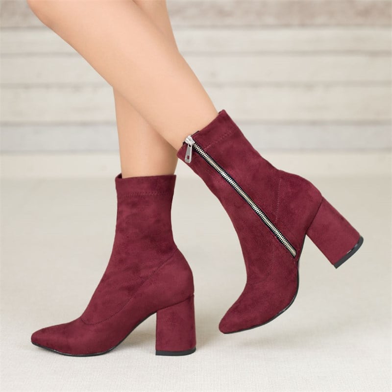 Morifan Süet Bordo Sivri Burun Bot