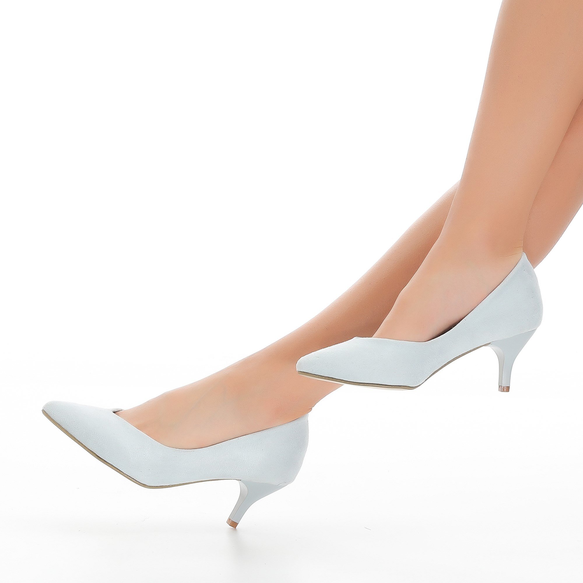 Paye Süet Mavi Alçak Topuklu Stiletto