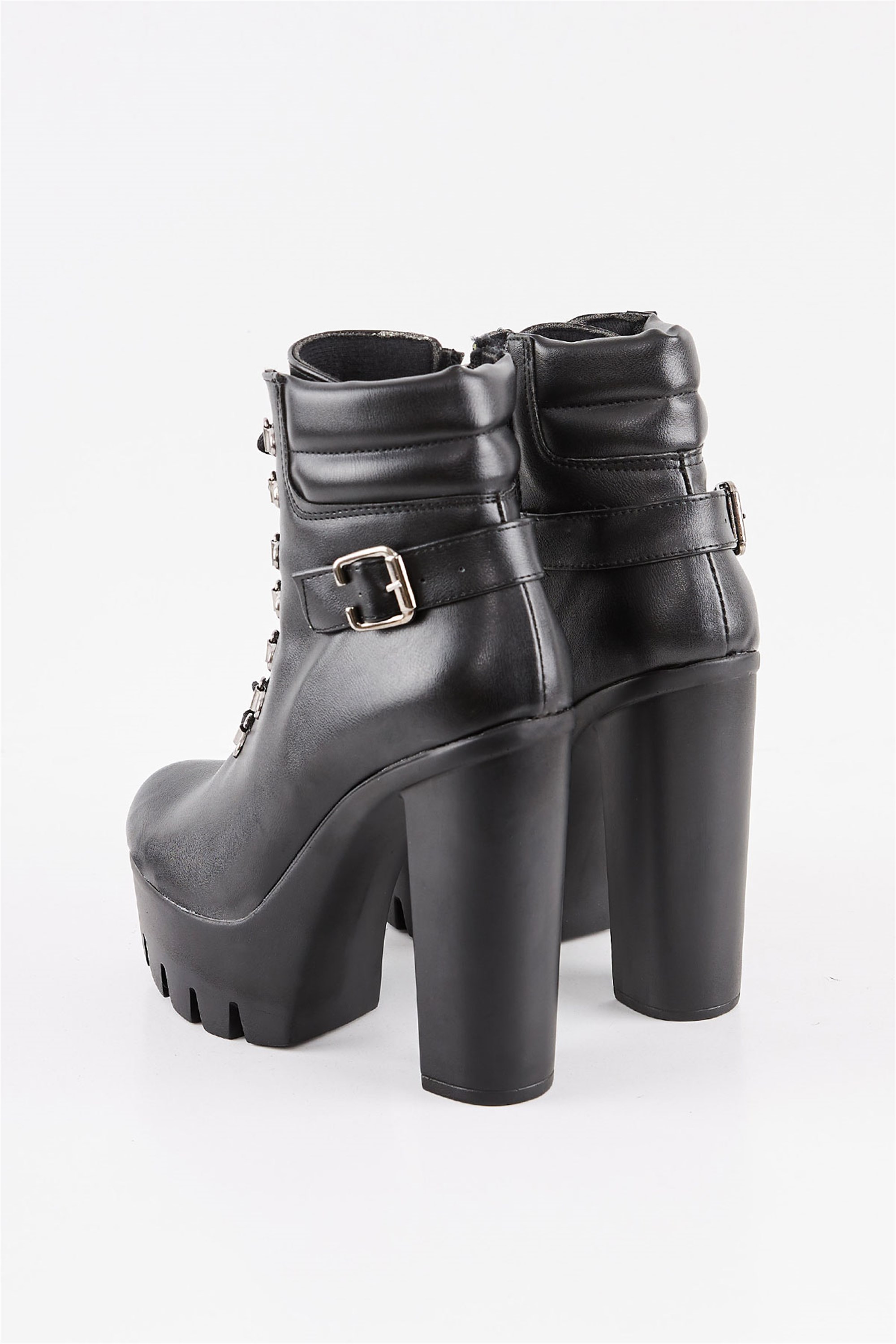 Pidve Siyah Platform Topuklu Bot