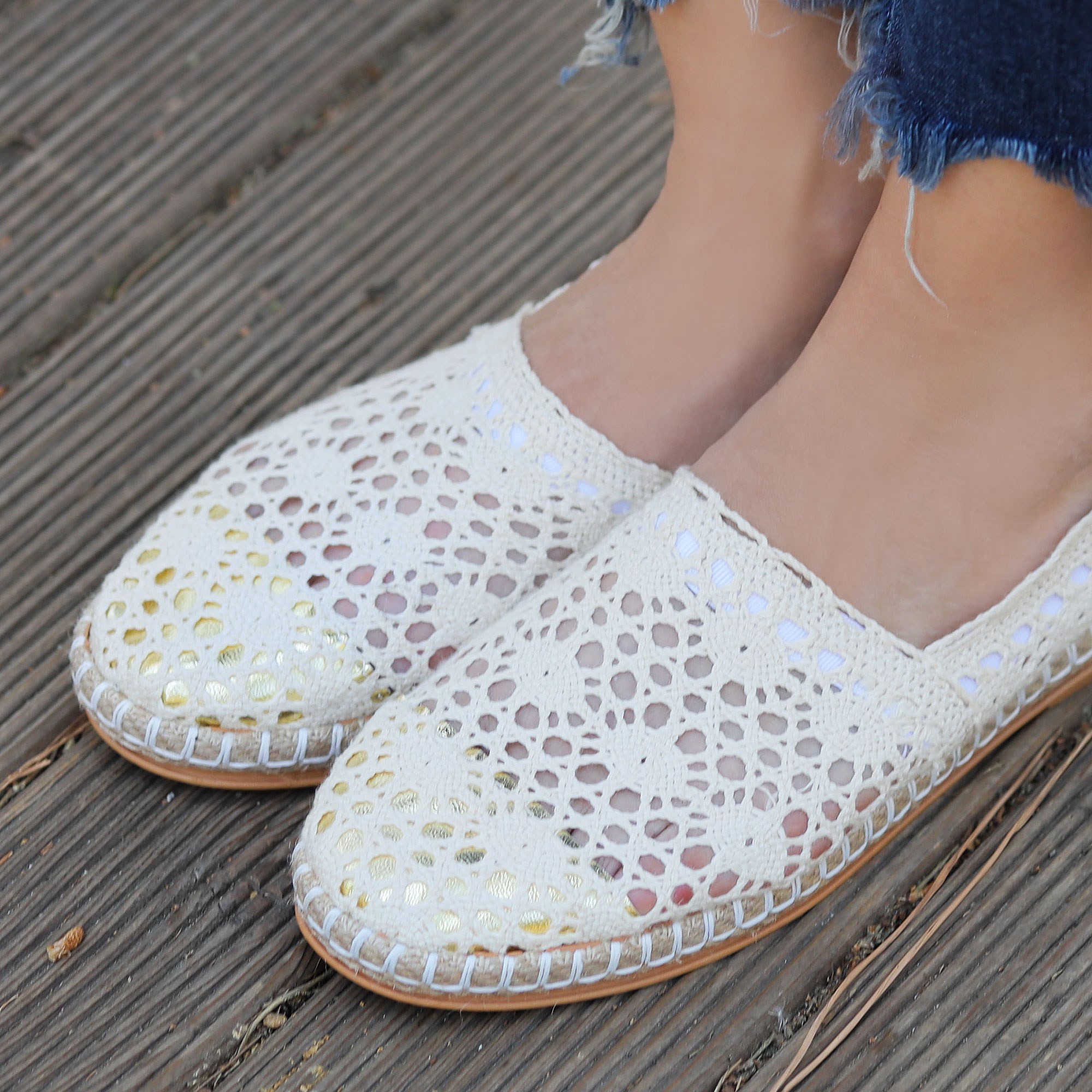 Roni Bej Dantelli Espadril Ayakkabı