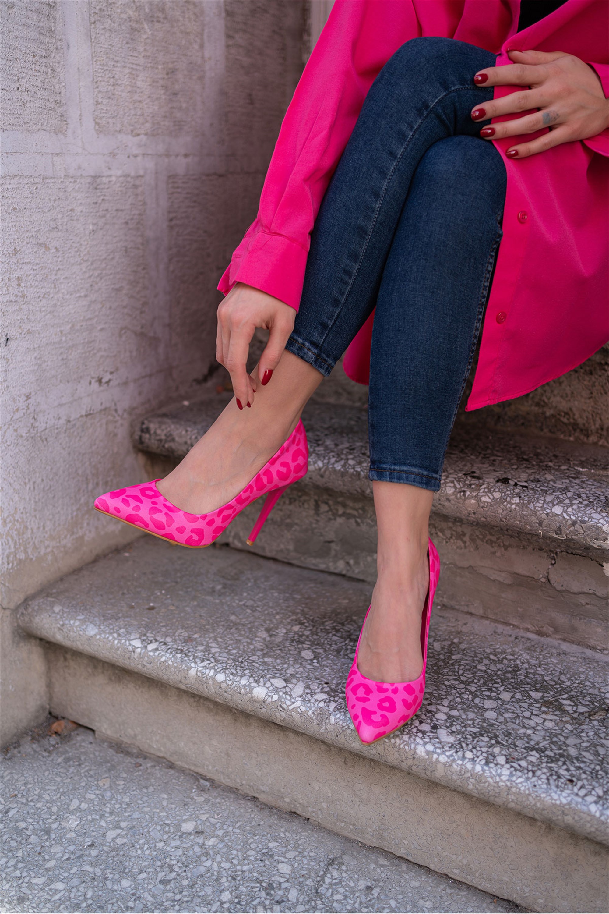 Seviy Fuşya Pembe İnce Topuklu Kadın Stiletto Ayakkabı