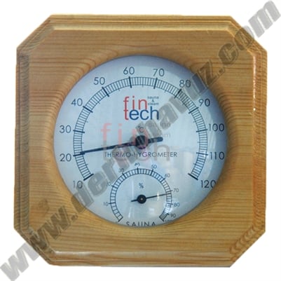 SAUNA TERMOMETRE-HİGROMETRE AHŞAP MODEL TEK SAAT İÇİNDE FINTECH