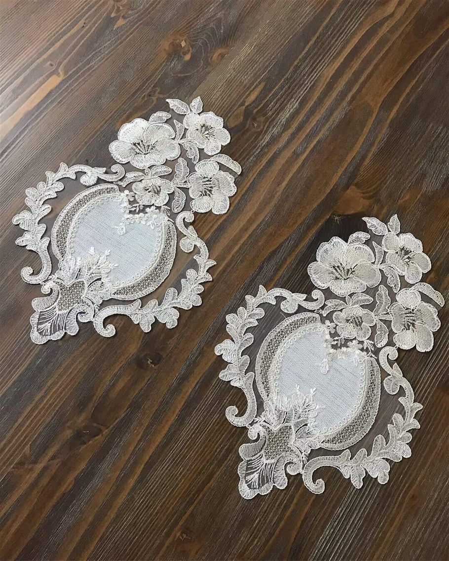 3 Parça Zahira Salon Takımı Gümüş Dantelli