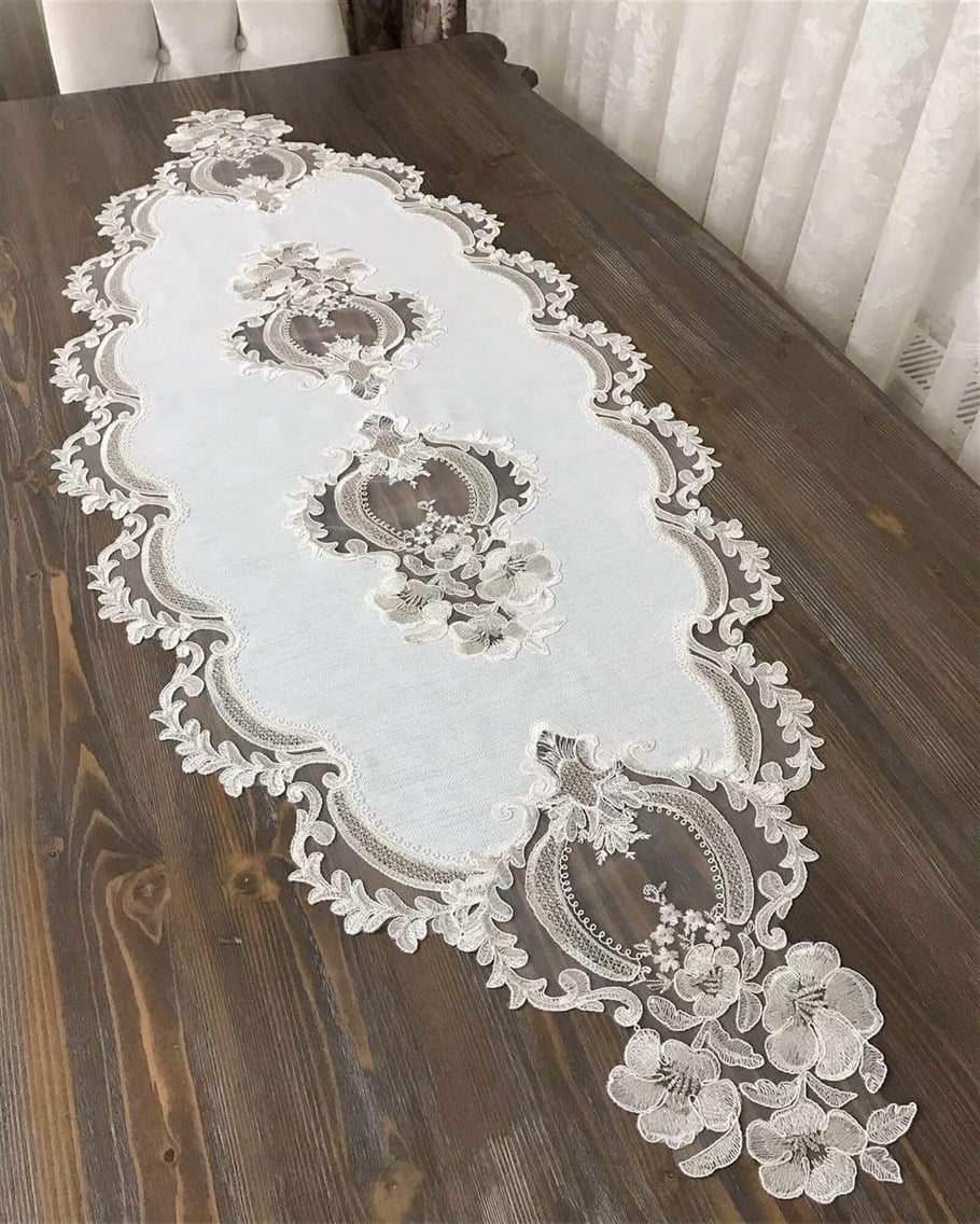 3 Parça Zahira Salon Takımı Gümüş Dantelli