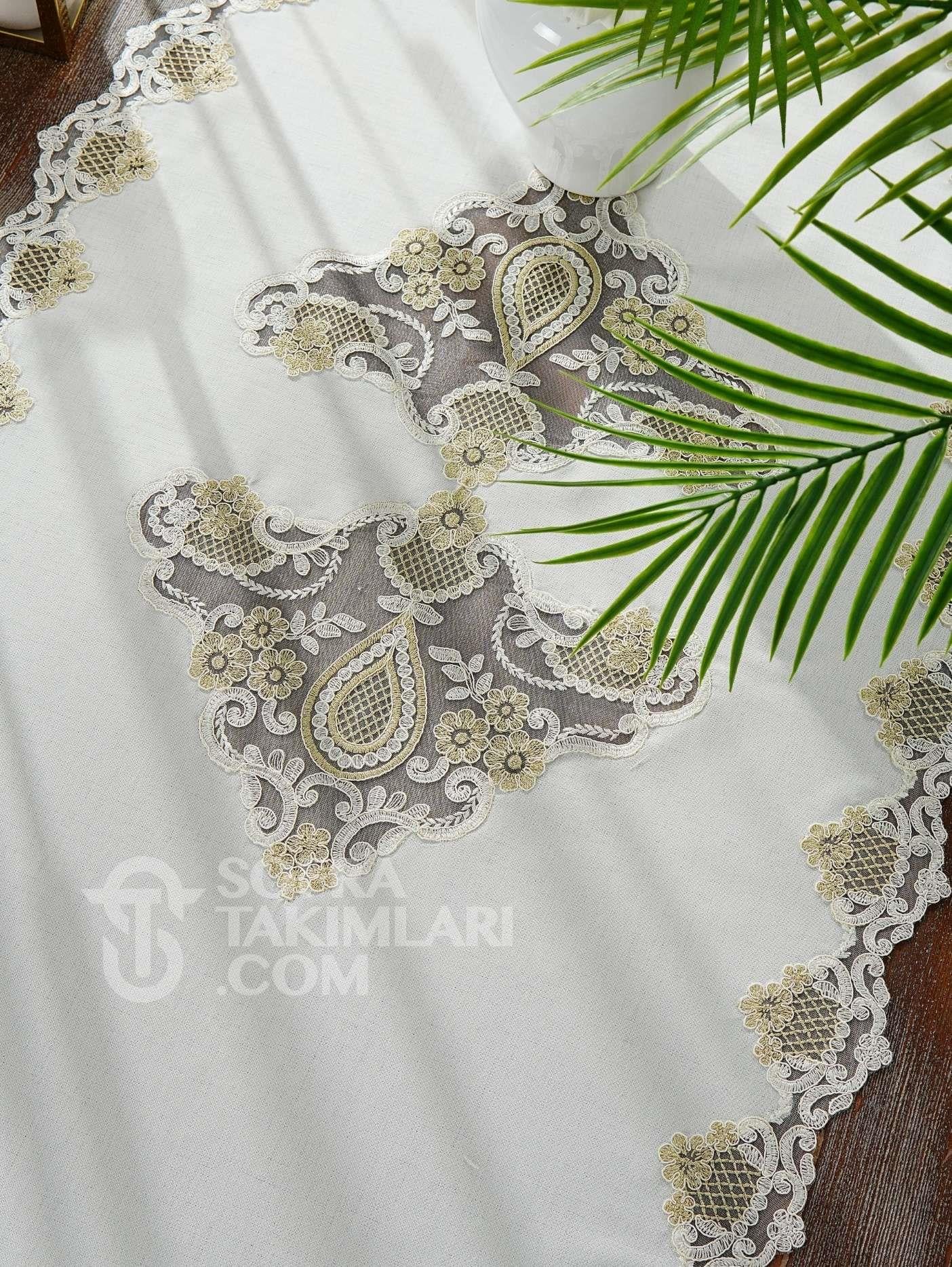 5 Parça Safir Salon Takımı Gold Detaylı AG5