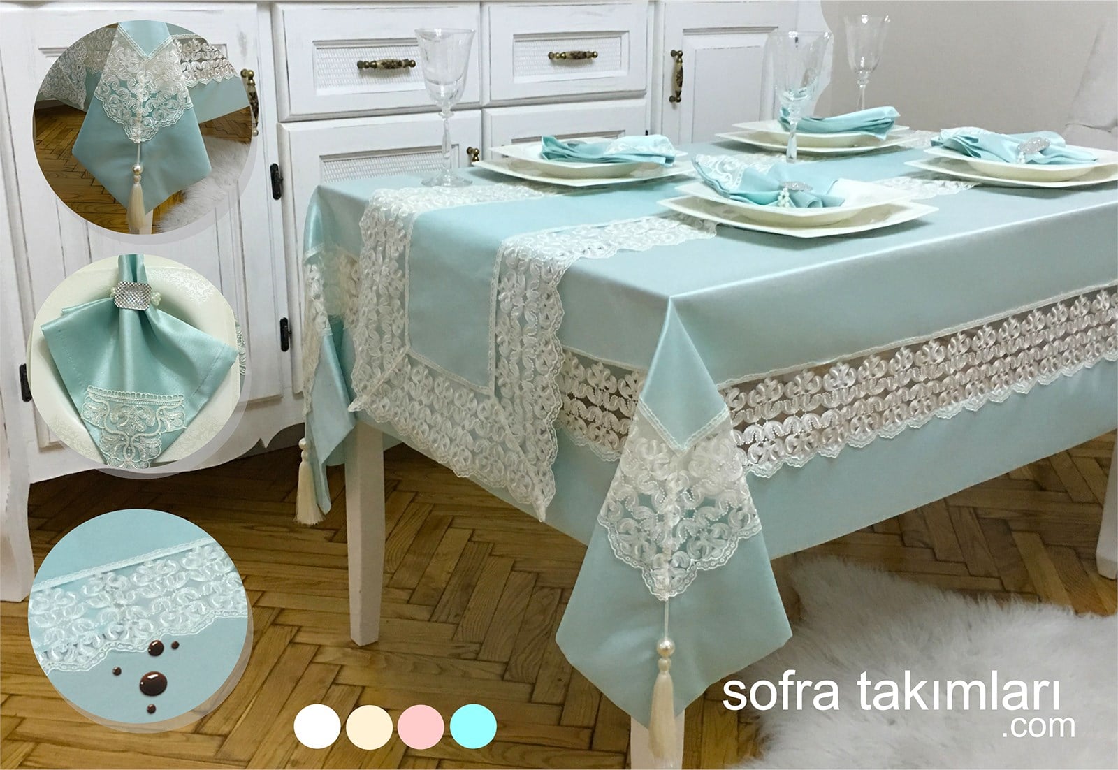 Brisse Masa Örtüsü Takımı - Turkuaz