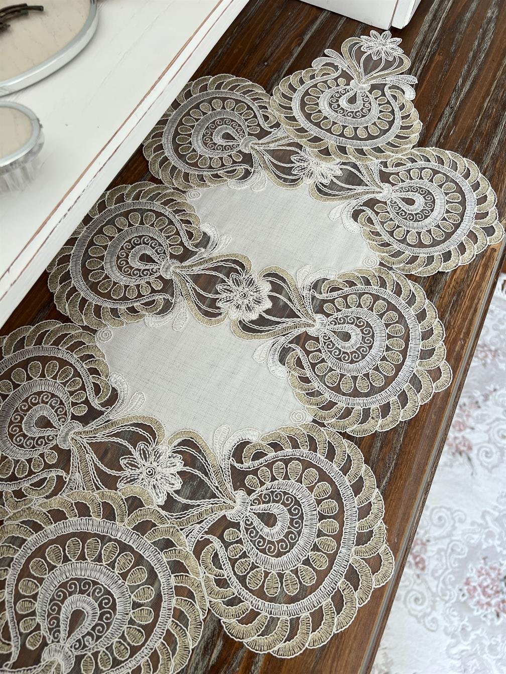 Alivya Model Yatak Odası Takımı Gardenya Keten Kumaş Kırık Beyaz Rengi