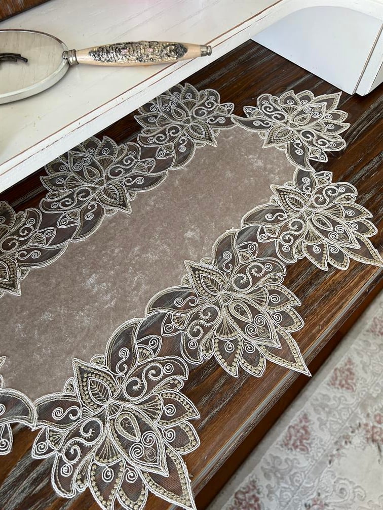 Anka Model Yatak Odası Takımı İpek Kadife Kumaş Kapuçino