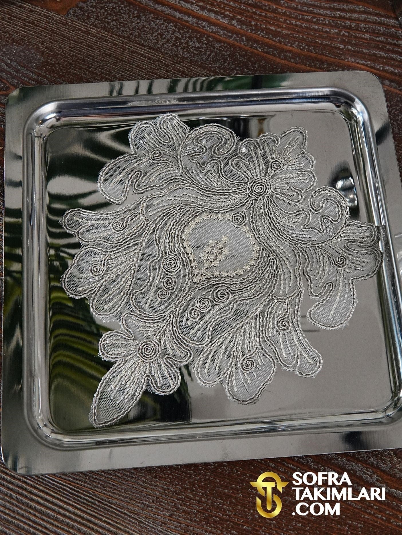 Elif Model Bardak Altlığı - Gümüş Renk - 6 Adet