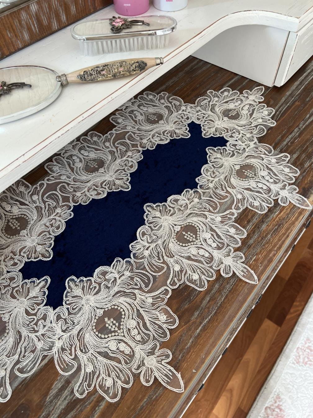 Elif Model Yatak Odası Takımı İpek Kadife Kumaş Lacivert Renk