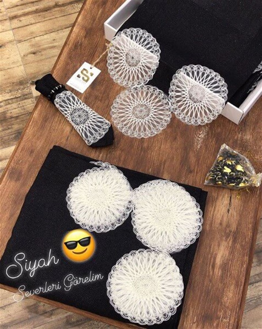 Elvino  Eko Siyah Sofra Takımı -Linen Siyah 