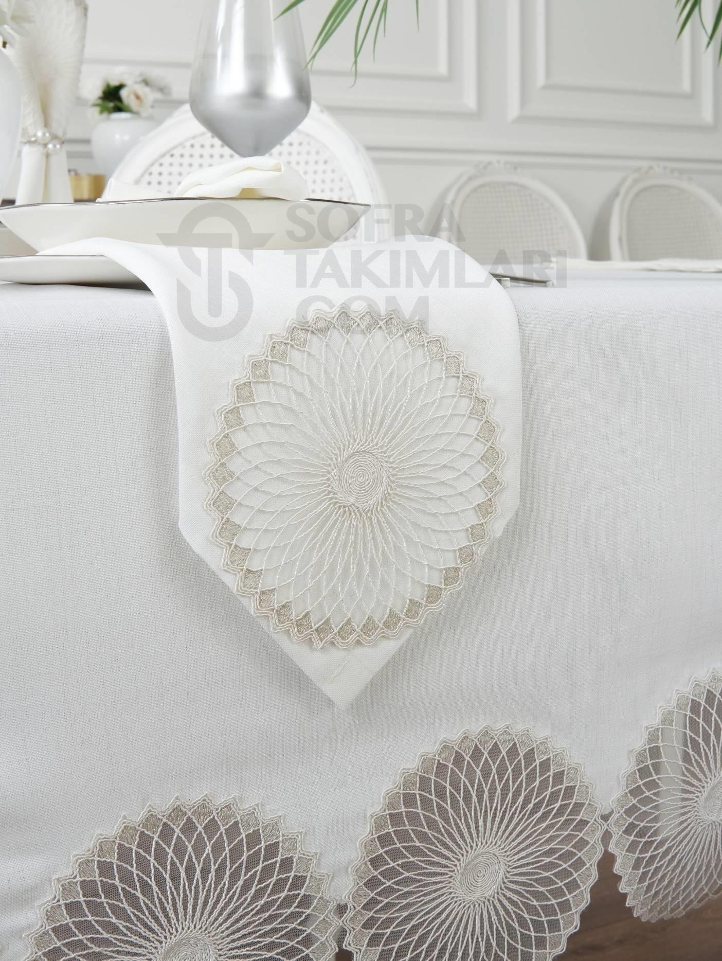 Eva Model 26 Parça Lüx Sofra Takımı Gardenya Kumaş 