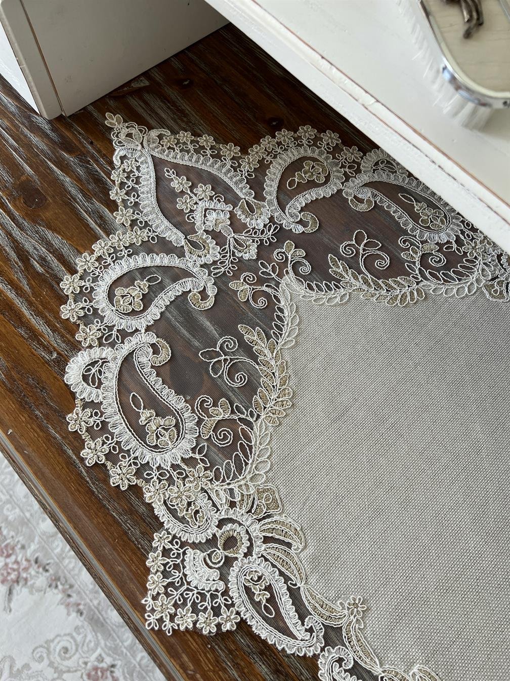 Lavanta Luna Model Yatak Odası Takımı Linen Kumaş Taş Renk