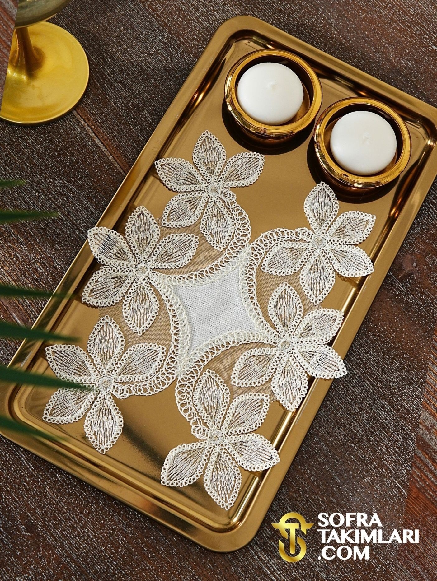 Manolya Model Tepsi Örtüsü - Gold Renk