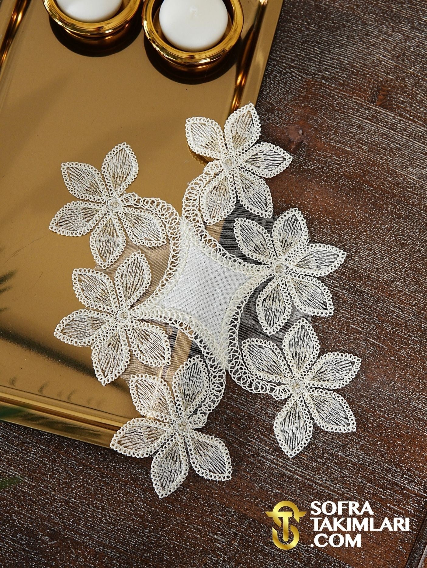 Manolya Model Tepsi Örtüsü - Gold Renk