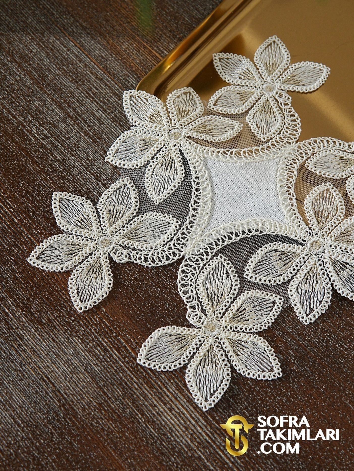 Manolya Model Tepsi Örtüsü - Gold Renk