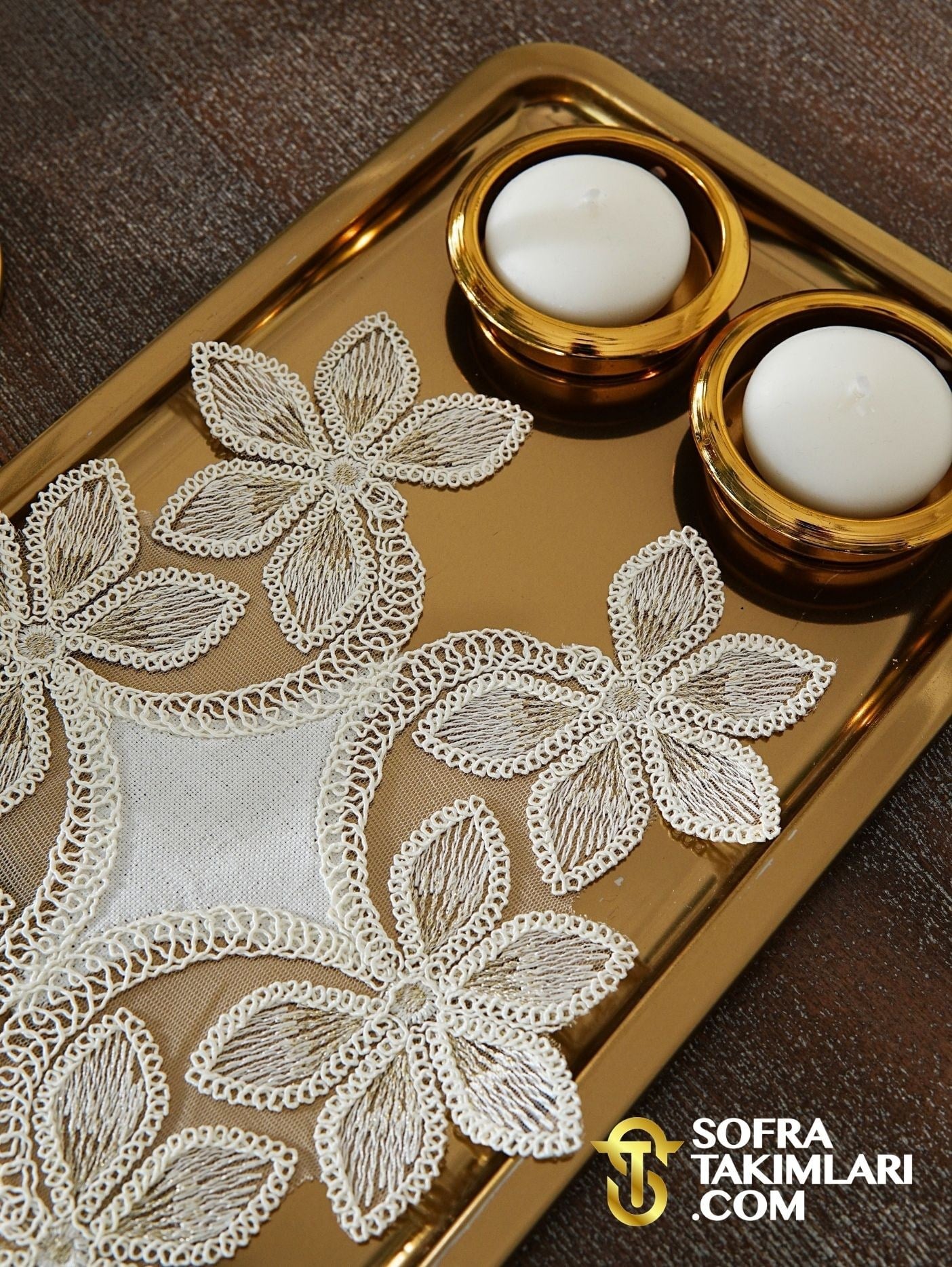 Manolya Model Tepsi Örtüsü - Gold Renk