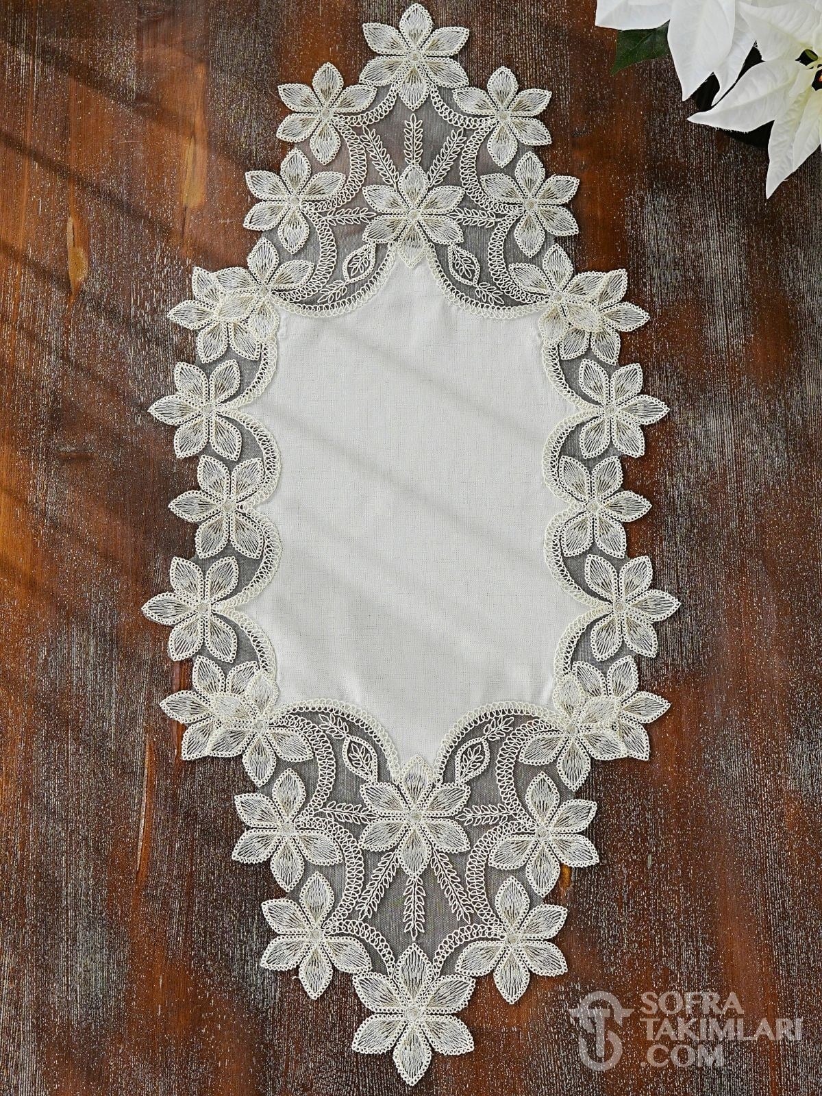 Manolya Model Yatak Odası Takımı - Gold Dantel - Kırık Beyaz Kumaş