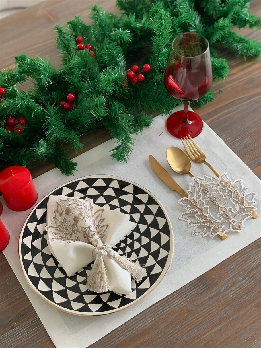 Pera Model  Peçeteli Amerikan Servisi - Kırıkbeyaz