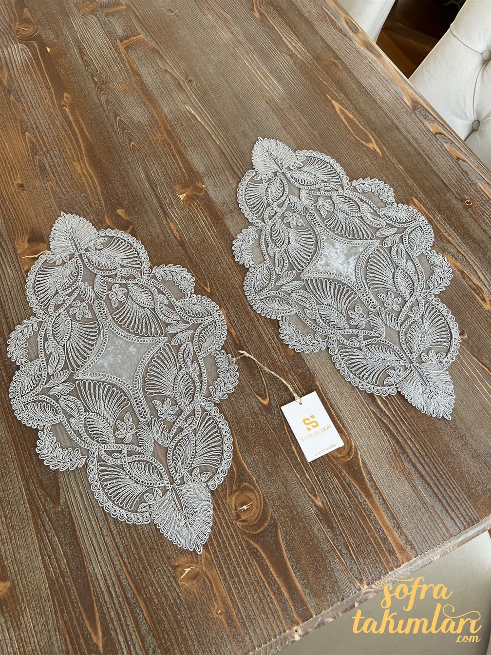 Petra Model 5 Parça Salon Örtü Takımı Gri