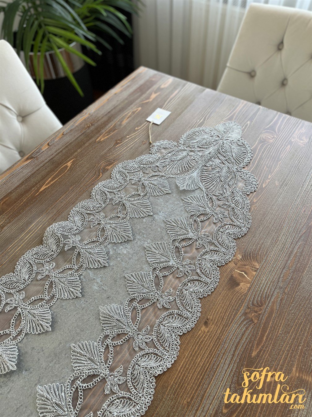 Petra Model 5 Parça Salon Örtü Takımı Gri