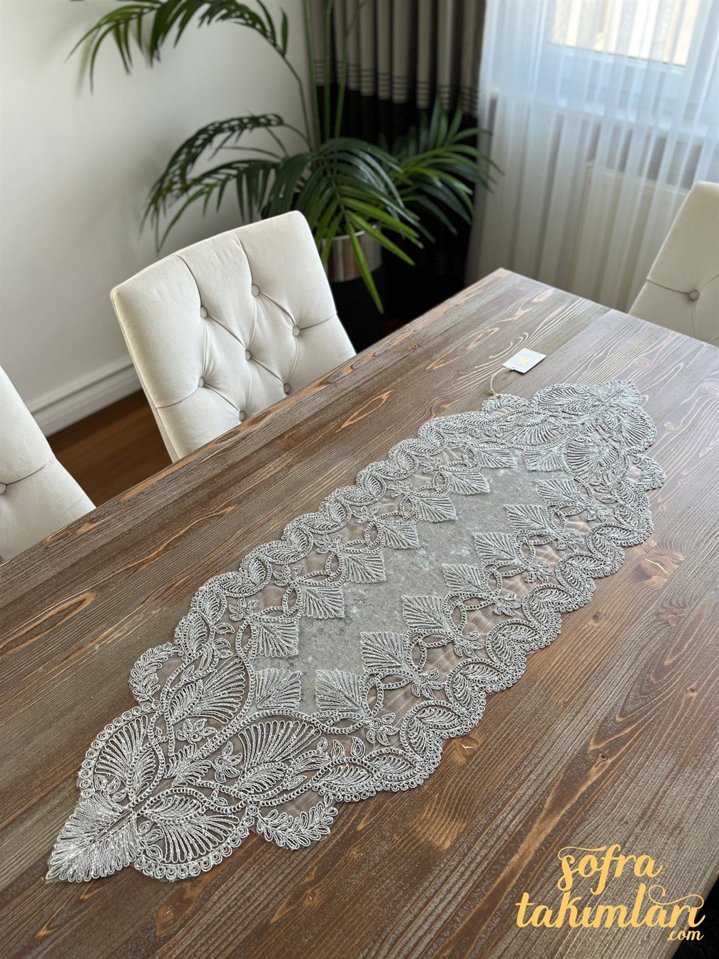Petra Model 5 Parça Salon Örtü Takımı Gri